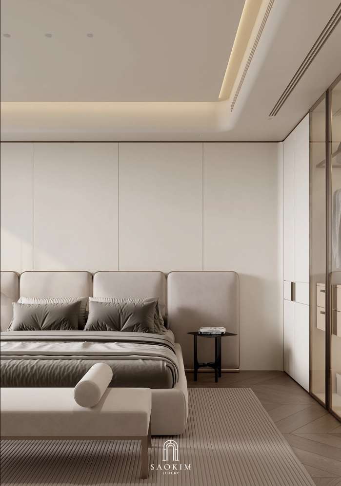 Thiết kế không gian phòng ngủ Master phong cách Contemporary Luxury dự án Vinhomes Symphony
